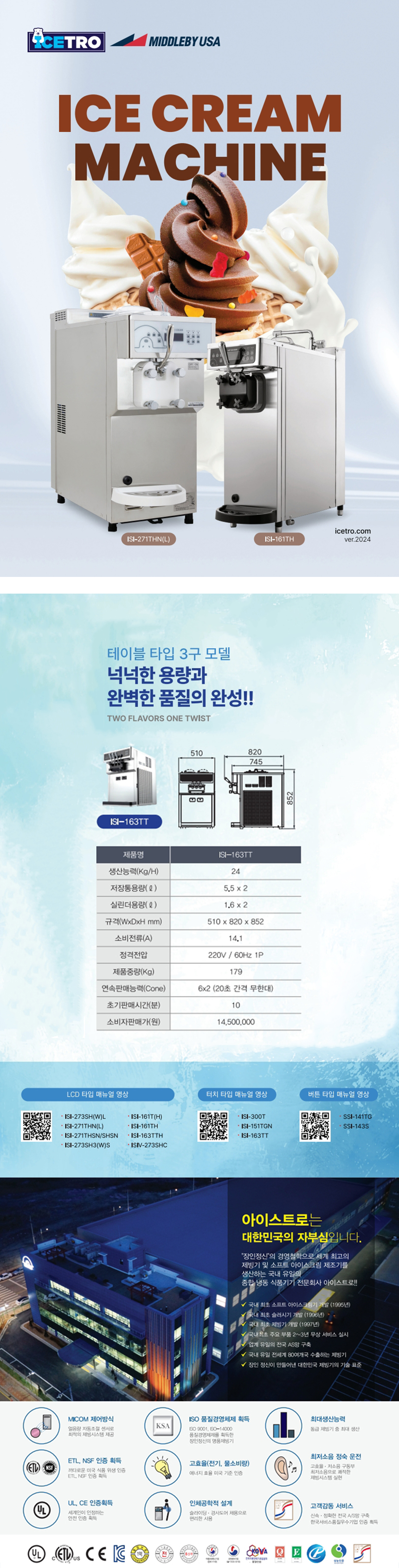 동양렌탈 ISI-163TT 아이스트로 세아 3구 소프트 아이스크림 제조기 상세이미지 2