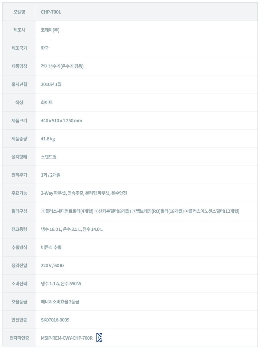 코웨이 CHP-700L 코웨이 스탠드 정수기 상세이미지 5