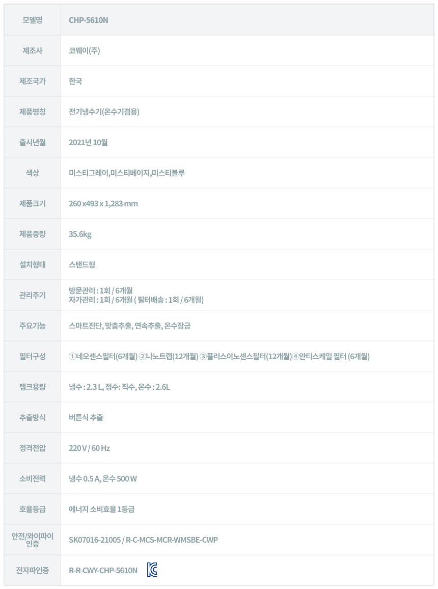 코웨이 CHP-5610N 코웨이 아이콘 스탠드 정수기 상세이미지 25