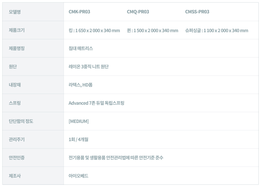 코웨이 CMK-PR03 코웨이 탑퍼교체 매트리스 하이브리드3 상세이미지 6