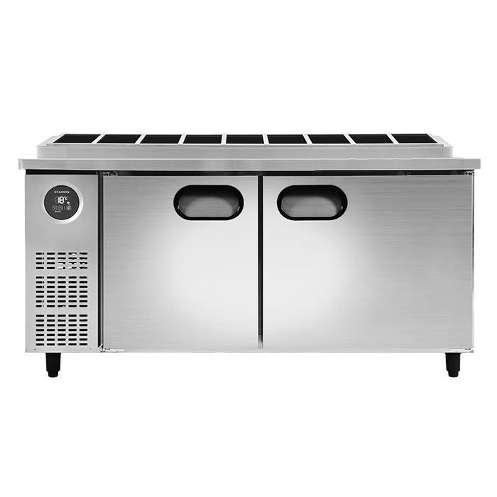 스타리온 업소용 테이블 김밥토핑 냉장고 직냉식 1800 1/4 밧드 앞작업대 내부스텐