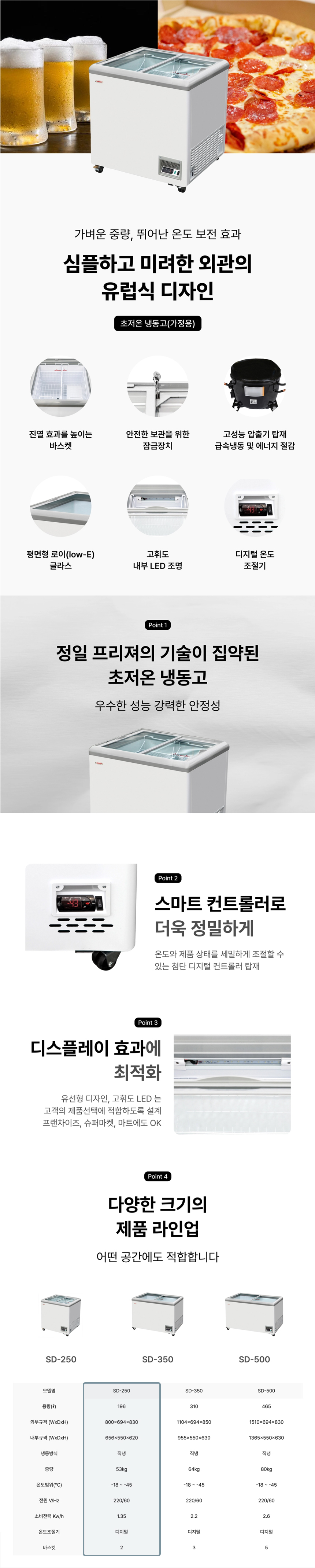 SD-250_정일프리져 -45도 초저온 평면형 냉동쇼케이스 업소용 냉동고_0번째 상세정보 동양렌탈 SD-250 정일프리져 -45도 초저온 평면형 냉동쇼케이스 업소용 냉동고 상세이미지 1