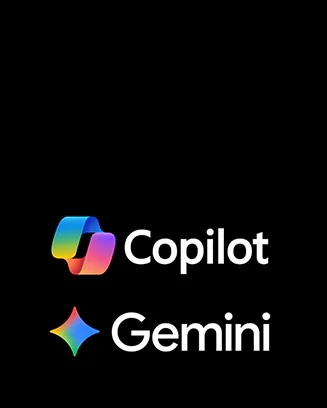 Copilot과 Gemini 로고가 보이는 이미지입니다.